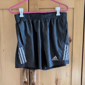 adidas Black Athletic Shorts with White Stripe Accents